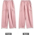 thumbnail image 3 of Rolanko Girls Cargo Pants Wide Leg Streetwear Kids Pants with Pockets Trendy Jogger Trousers, 3 of 6