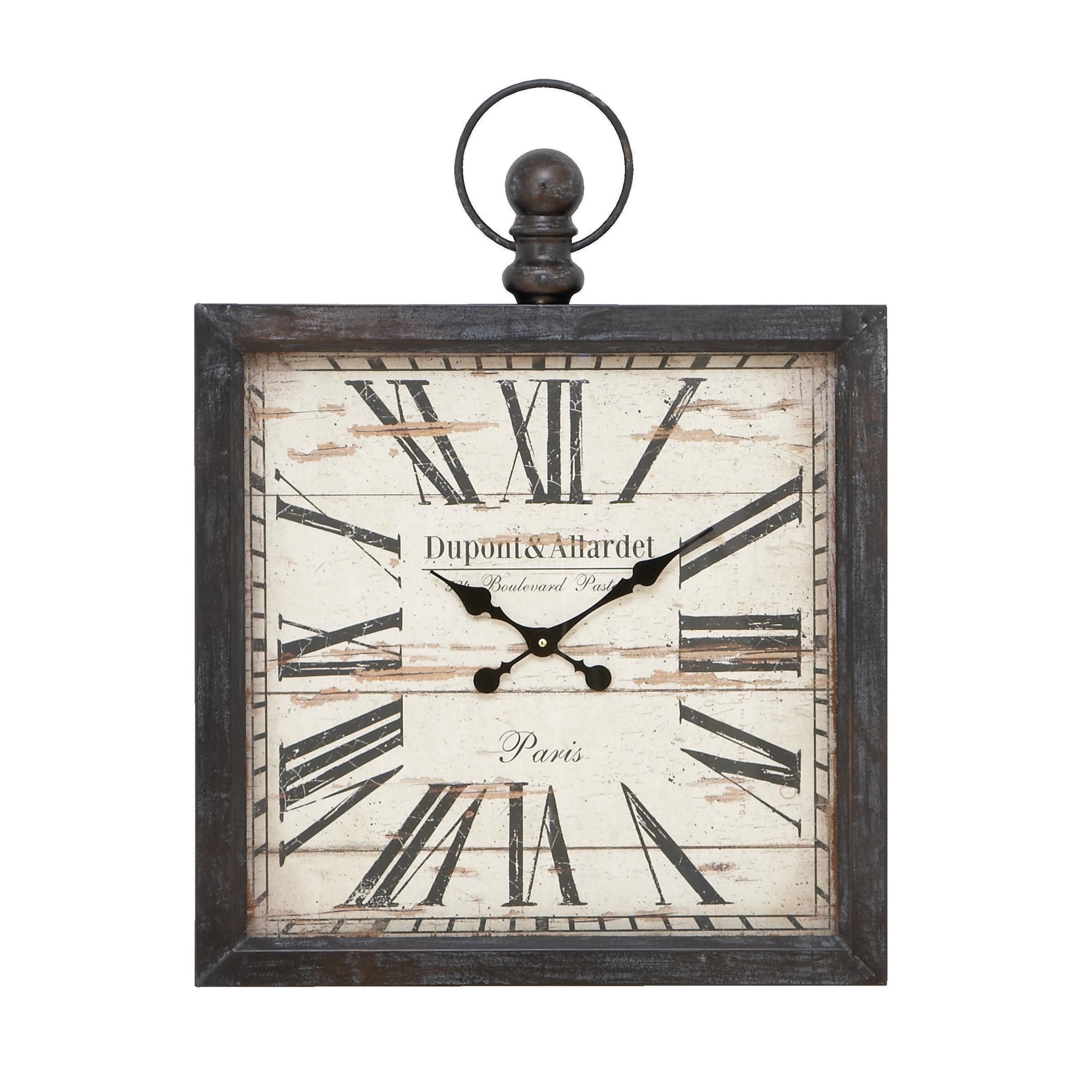 DecMode 24 Brown Metal Finial Pocket Watch Style Wall Clock
