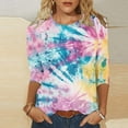 thumbnail image 2 of successthop Womens Blouses Casual Plus Size 3/4 Sleeve Tops Oversized Crewneck Clothes Print Causal Tee Shirts, 2 of 5