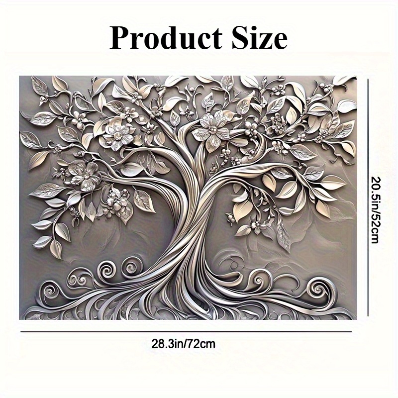 1PCS Stove Top Cover, Stove Top Covers For Electric Stove, 28.3x20.4 Inches Plastic Cover With Silver Tree & Delicate Flowers Design, Fit For Electric Stove