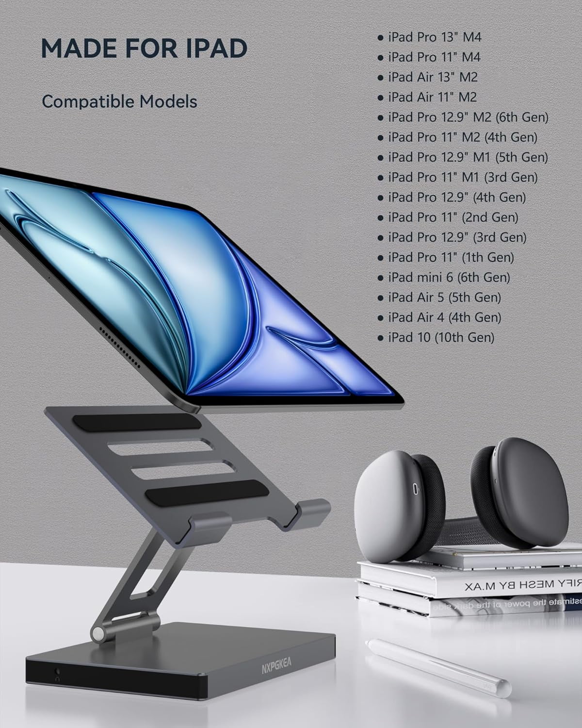 Adapter for iPad Pro M4 M2 13 12.9 11-inch iPad Air Docking Station, Foldable 4K 60Hz HDMI, PD Charging, SD/TF Card Reader, 3 USB 3.0,3.5mm Audio, iPad Docking Station