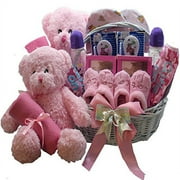 Double The Fun Twin New Baby Gift Basket - (2) Pink Girls