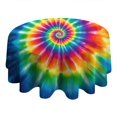 thumbnail image 4 of Colorful Rainbow Tie Dye Spiral Pattern Round Tablecloth 60"x60",Wrinkle Wipeable Table Cloth for Kitchen Dining Room Picnic Patio Party, 4 of 6