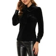 thumbnail image 4 of INSPIRE CHIC Women's Retro Velvet Tie Neck Long Sleeve Casual Work Blouse Top L Black, 4 of 6