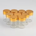 thumbnail image 5 of ABCISI 12units Empty Jars Glass Bottle with Aluminium Golden Lid Color Screw Cap 15ml Sealed liquid Food Gift Container (12, 15ML-Golden Lid), 5 of 15