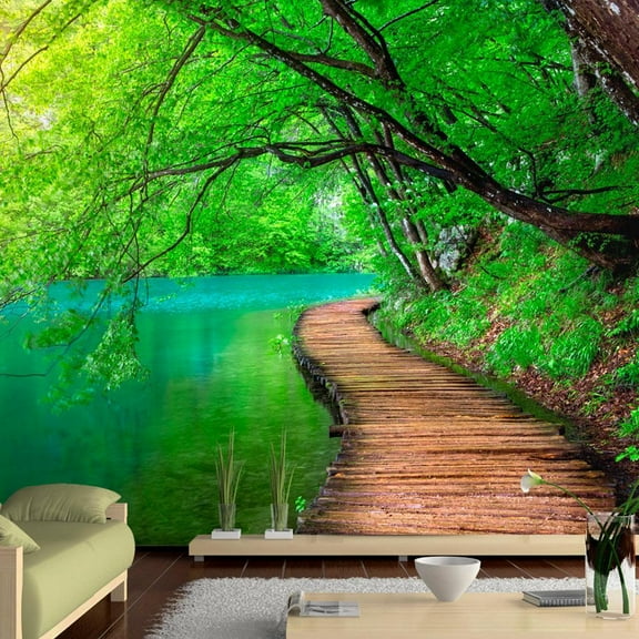 Tiptophomedecor Peel and Stick Nature Wallpaper Wall Mural - Green Peace - Removable Wall Decals