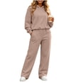 thumbnail image 3 of Women's 2 Piece Matching Lounge Set Sweatsuits,Long sleeves Hoodie and High Waist Wide Leg Sweatpants,with Pockets,Solid Color Casual Tracksuit Loungewear Sets, 3 of 6