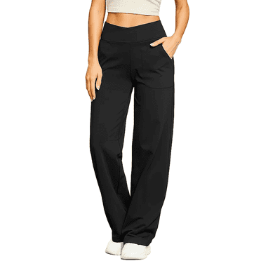 WQD Sweatpants for Women Yoga Pants High Waisted Wide Leg Loose Fit Crossover Lounge Pants for Workout Casual Wear with Pockets