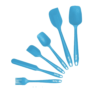Herlig 6-Piece Silicone Kitchen Utensil Set, Heat-Resistant Non-Stick Cooking Tools with Ergonomic Handles, Blue