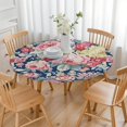 thumbnail image 3 of Pioneer Flower Floral Print Pattern Round Fitted Tablecloth with Elastic Edge,Dining Table Cover Waterproof,Outdoor Round Tablecloth for Camping,Dining,Indoor and Outdoor, 3 of 7