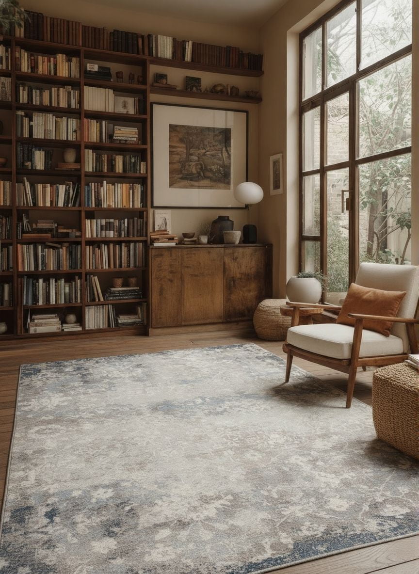 Tapis d'intérieur abstrait Branch Havana 2' x (taille exacte : 2'3" 2'), bleu marine, contemporain - Entrée, couloir, salle de bain et cuisine