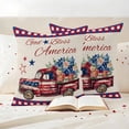 thumbnail image 3 of 4th of July Outdoor Waterproof Pillow Covers, Red Blue Plaid Truck Floral Independence Day Decorative Square Throw Pillowcase Sofa Cushion Sham for Patio/Couch/Chair, 18"x18" 2 Pack, 3 of 8
