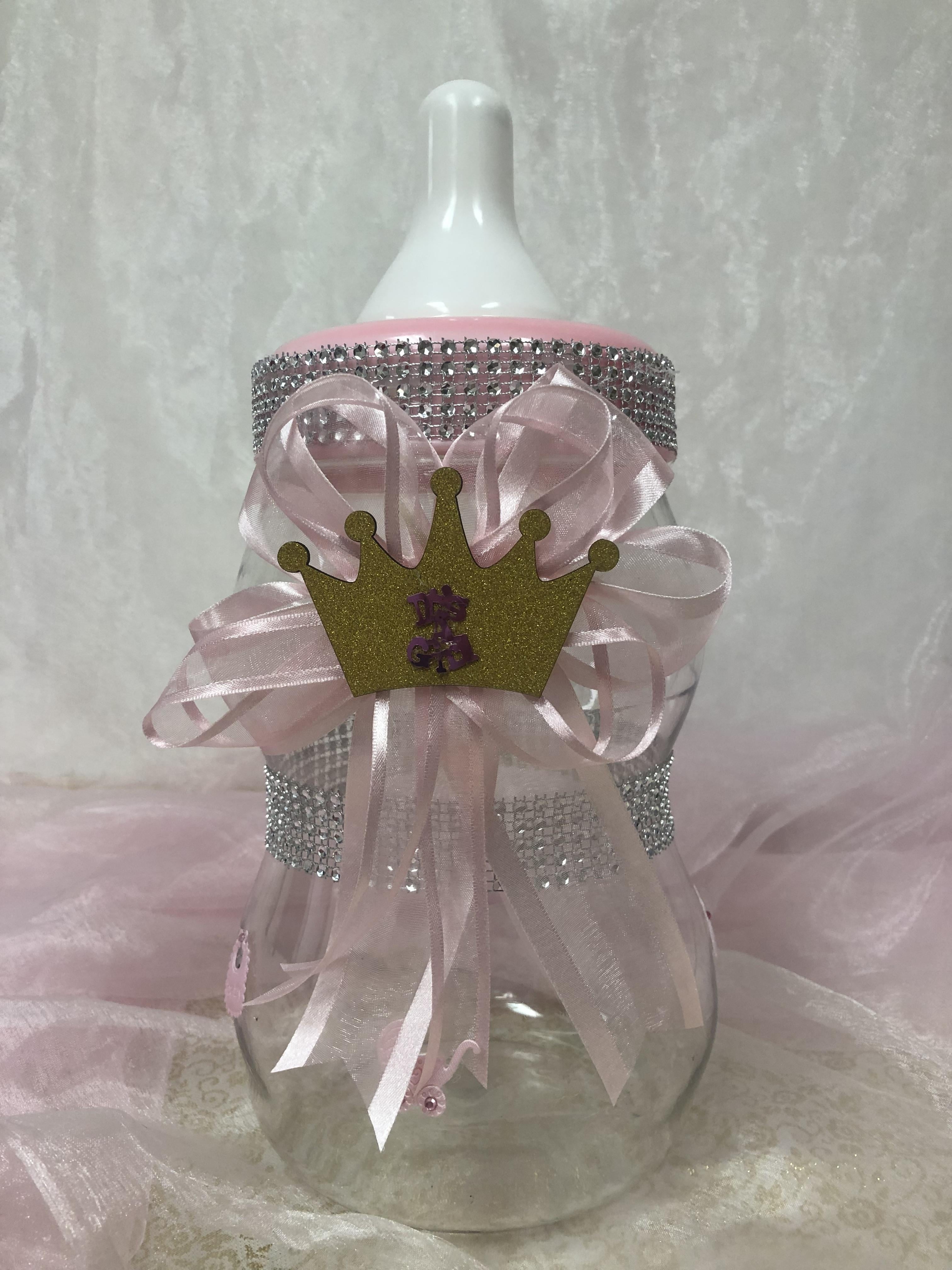 It's a Girl Princess Crown Centerpiece Bottle Large 12" Baby Shower