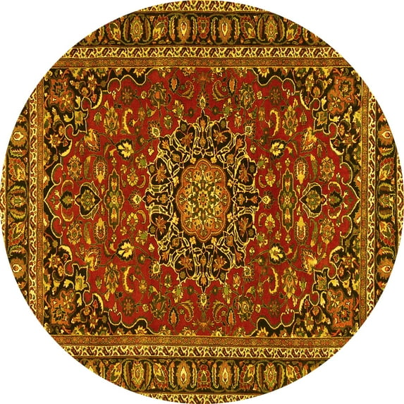 Ahgly Company Indoor Round Persian Yellow Traditional Area Rugs, 8' Round