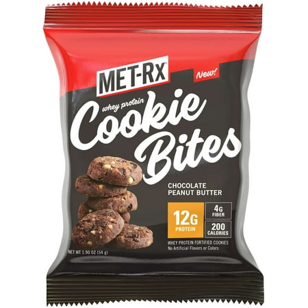 Met-Rx Whey Protein Cookie Bites, Chocolate Peanut Butter, 12g Protein, 8 Ct