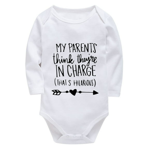 My Parents Think They Are In Charge Outfits for Baby Girl Long Sleeve Going Home Outfit Baby Boy White Baby Girls Outfits
