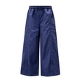 thumbnail image 6 of CONROSES Girls Baggy Cargo Pants Wide Leg Hiking Pants for Girls Trendy Solid Elastic Waist Drawstring Outdoor Jogger Pants With Pockets, 6 of 6