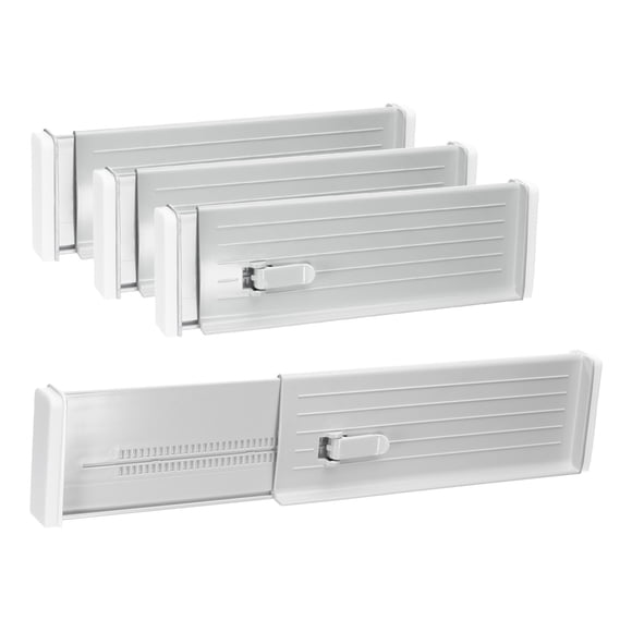 Uxcell 4 Pcs Plastic Drawer Dividers Organizer Adjustable Separators for Kitchen Clothes Dresser Bedroom Bathroom Storage, Grey