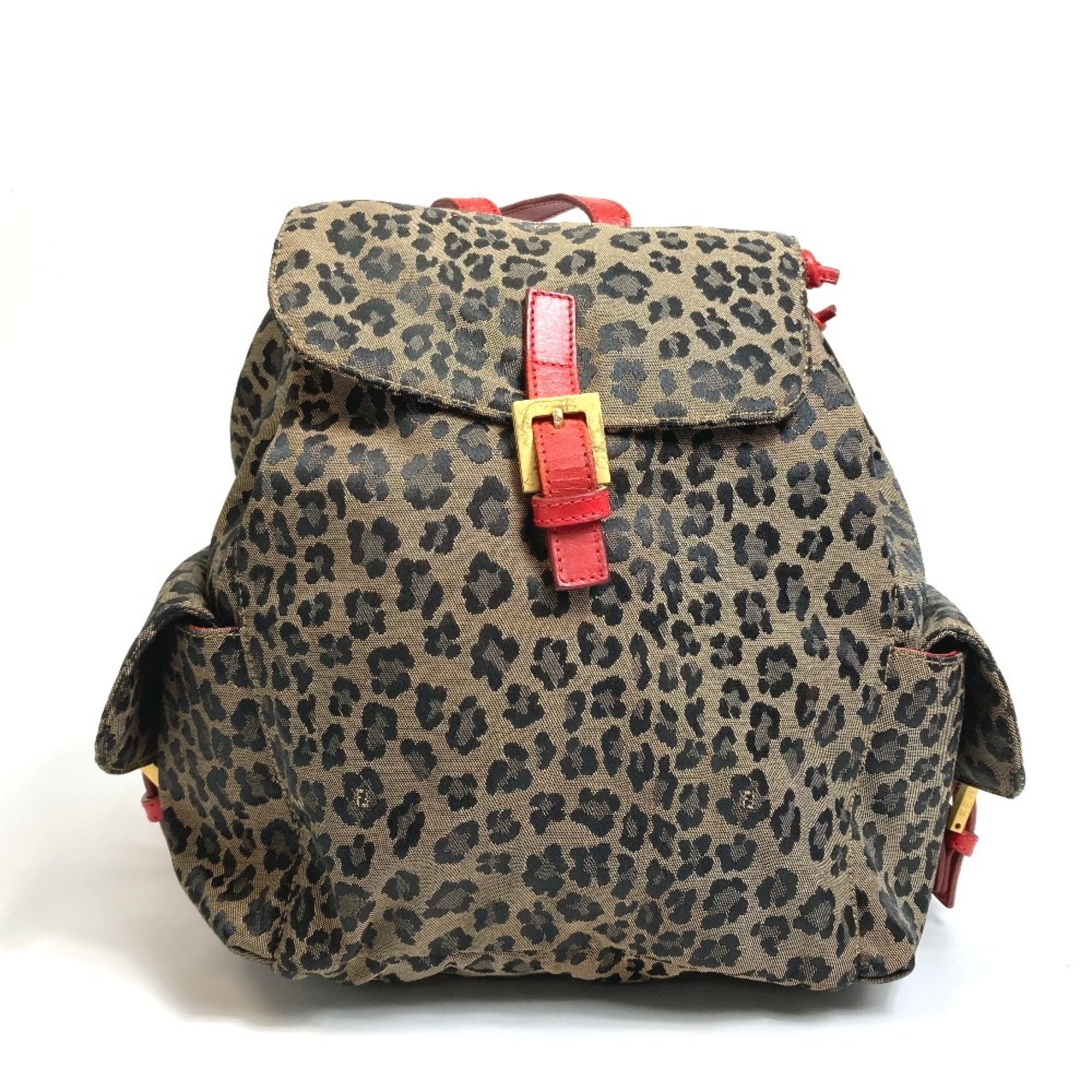 Pre-Owned FENDI Leopard Print Backpack in Canvas/Leather  display picture 1