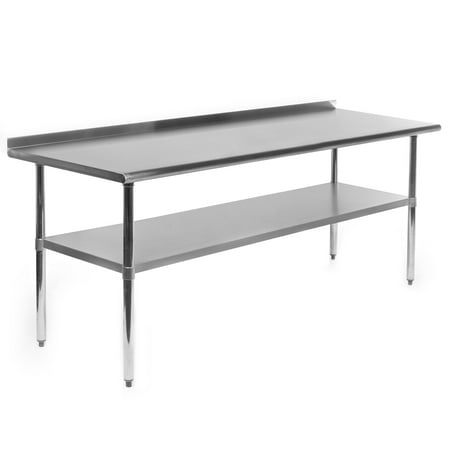 Stainless Backsplash - Gridmann NSF Stainless Steel Commercial Kitchen Prep & Work Table w/ Backsplash - Multiple Sizes Available - 30