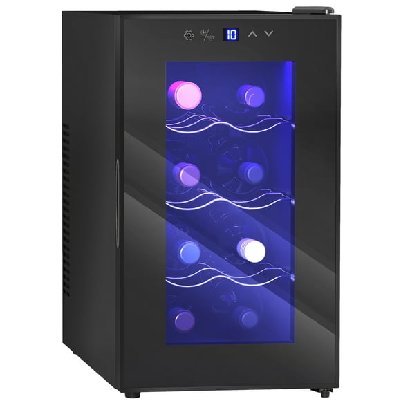 HOMCOM Freestanding Wine Cooler Refrigerator, 8 Bottle, Quiet Wine Fridge