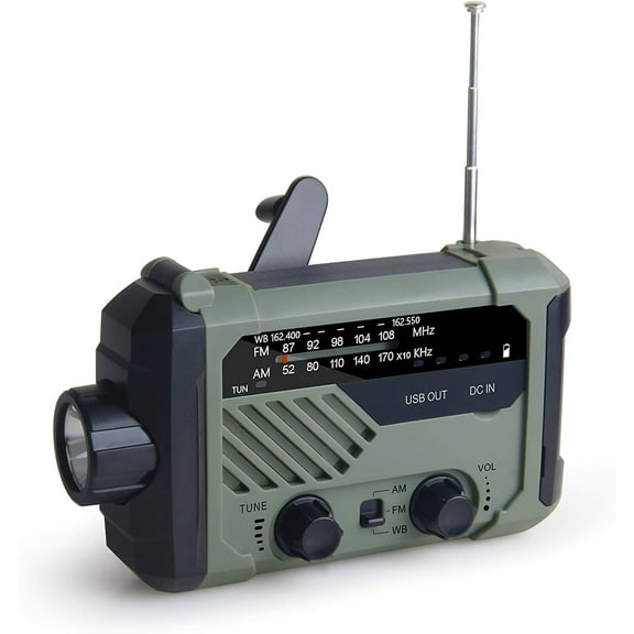 XLN-290WB AM/FM NOAA Weather Emergency Solar Crank Radio Receiver and Flashlight