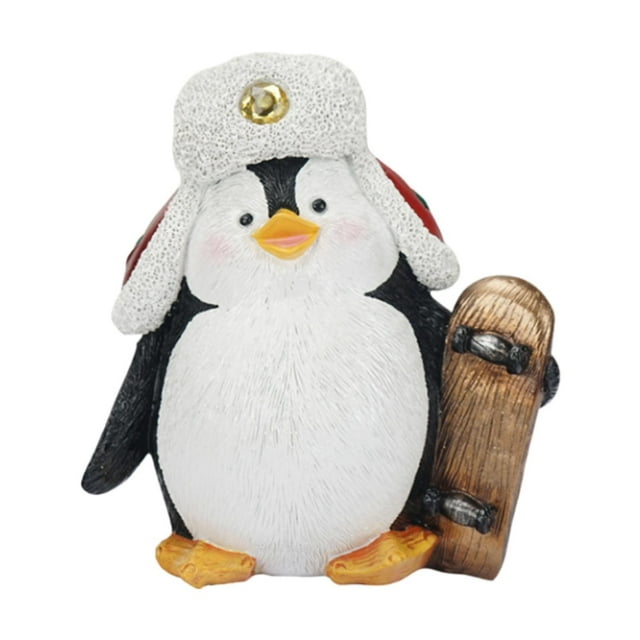 Estatua de pingüino con monopatín, figura de Animal de resina, colección de las mejores artesanías, decoración de mesa para estantería y gabinete
