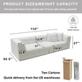 thumbnail image 3 of MEISIMAN Sectional Sofas with Pillows, 110”Modular Sectional Sofa, Plush Teddy Fabric & Memory Foam, No Assembly Required, White, 3 of 6