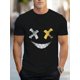 thumbnail image 1 of Camiseta informal de cuello redondo para hombre con estampado facial abstracto, 100 % poliéster, ligera elasticidad, corte regular, estampado geométrico. Ideal para adultos, hombres, mujeres, adolesce, 1 of 5