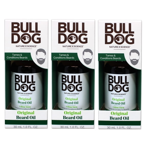 BULLDOG Grooming Original Beard Oil, Tames & Conditions Beards, 1 FL OZ - 3 Pack