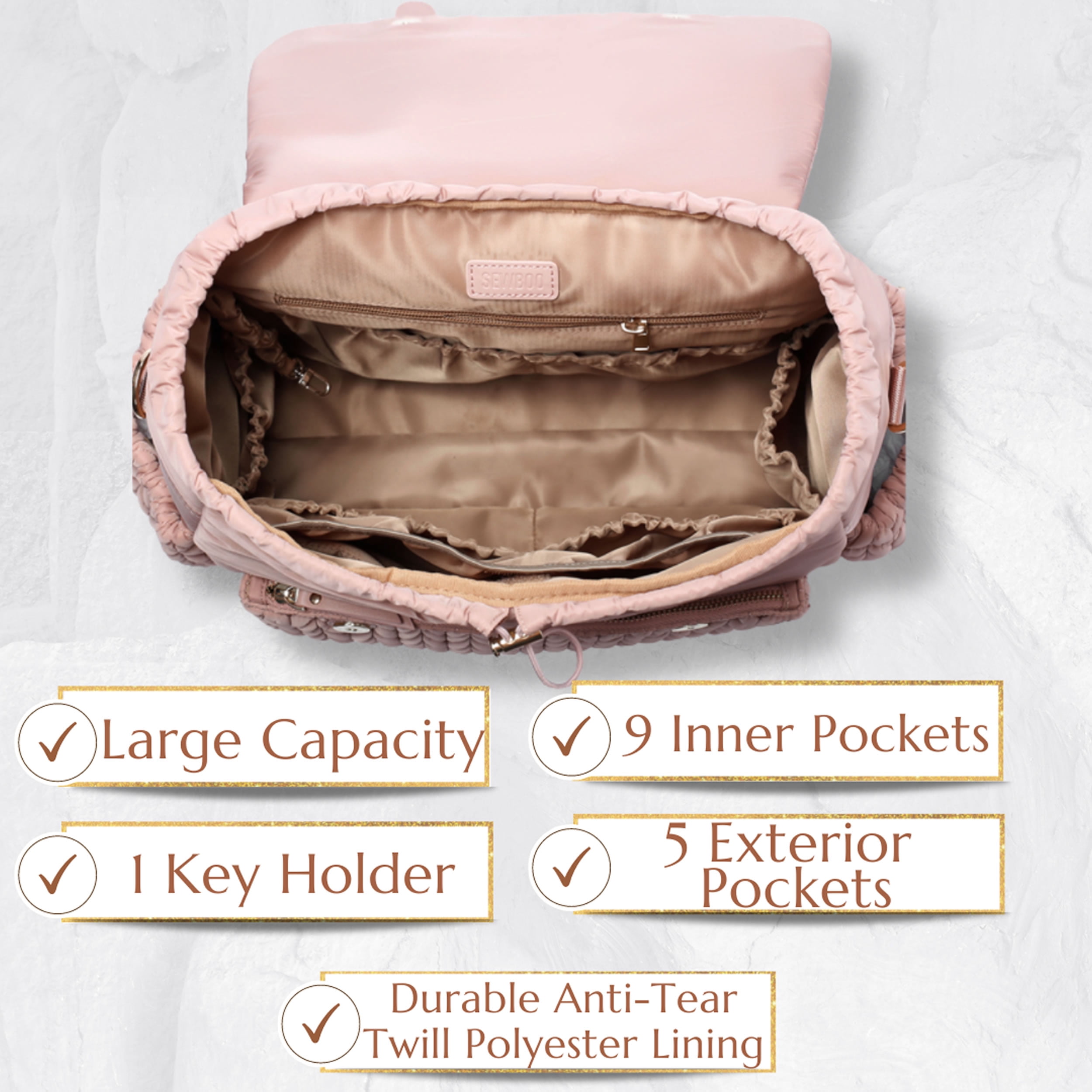 SEWBOO Diaper Bag BackPack Large Capacity Travel Mommy Bag 