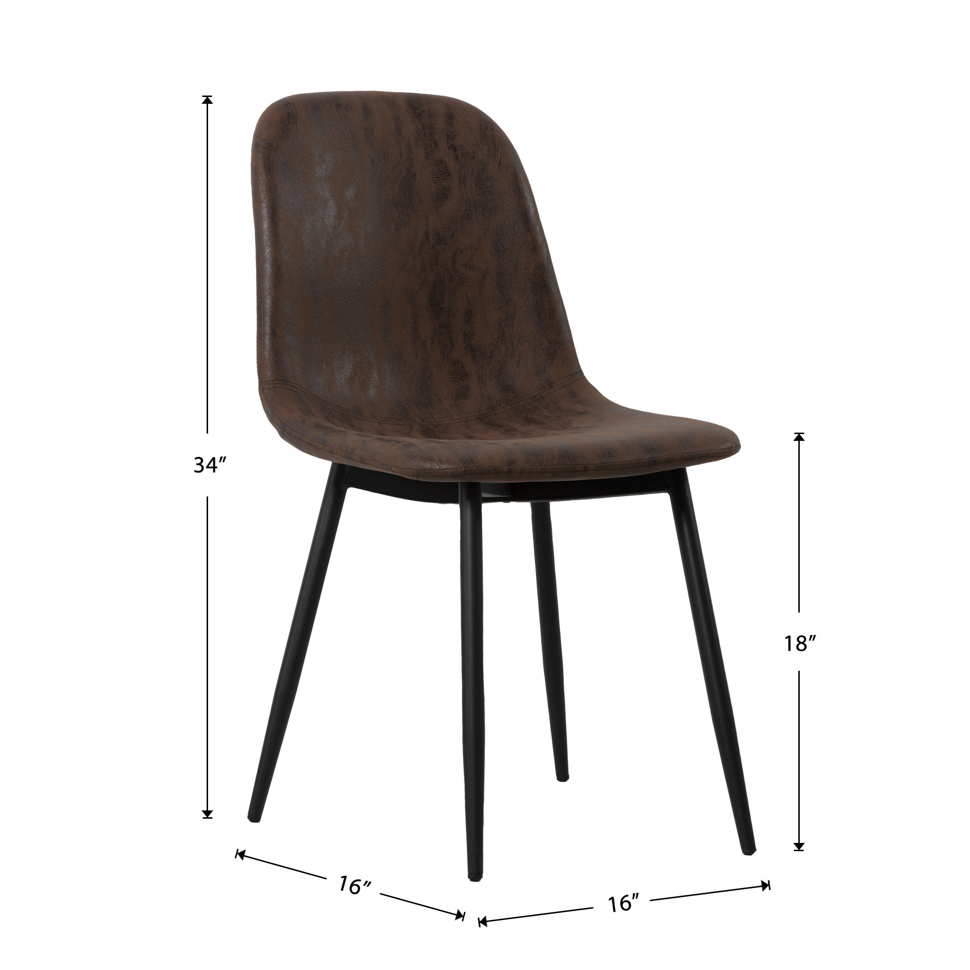 PU Dining Chairs Modern Chair Set of 2 for Home,Walnut