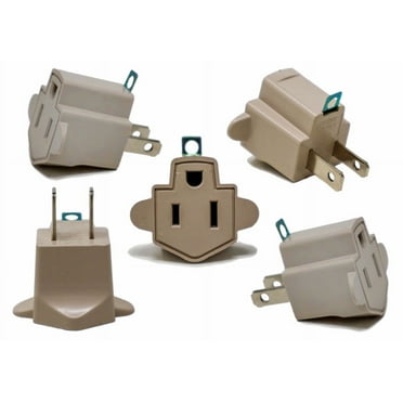 5 Pieces Electrical Ground Adapter 2 Prong Outlet to 3 Prong Plug AC ETL LISTED