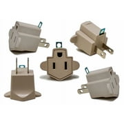 NIPPON AMERICA 5 Pieces Electrical Ground Adapter 2 Prong Outlet to 3 Prong Plug AC ETL LISTED