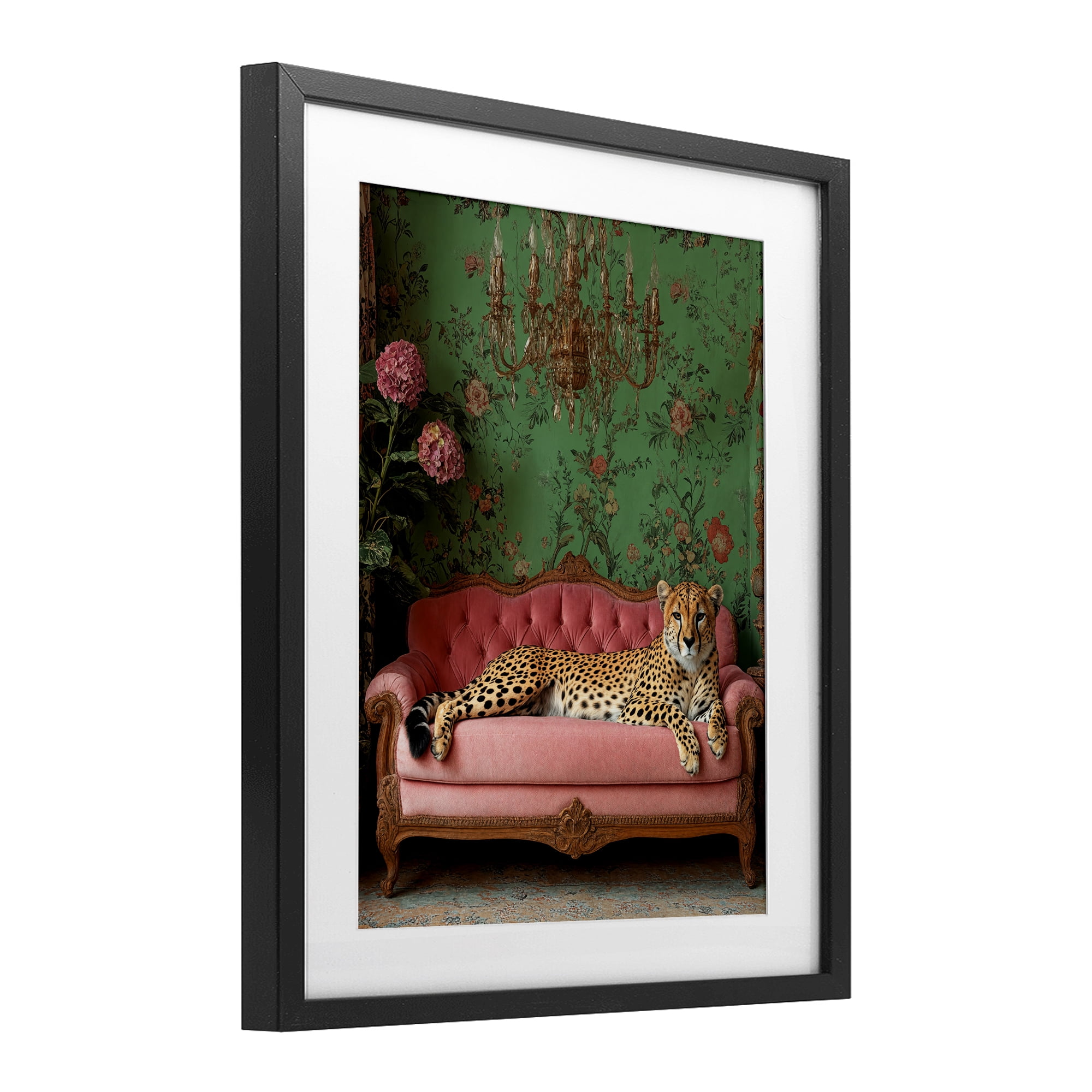 Stupell Industries Ornate Sophisticated Leopard Lounging Black Framed Print Under Glass, design by Scott Stulberg