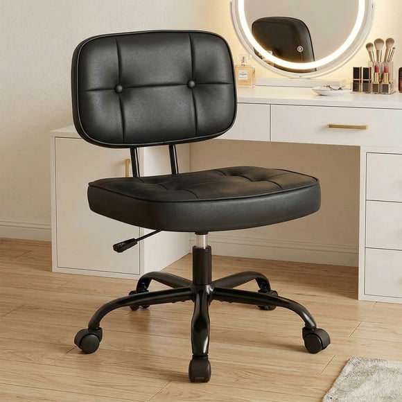 Silla Ergonómica DUMOS Sin Brazos con Ruedas y Tapizado en Cuero PU