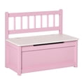 thumbnail image 2 of Qaba 2-in-1 Kids Wooden Toy Organizer Chest Storage Box with Seat Bench Cabinet Chunk Cube with Safety Pneumatic Rod Pink, 2 of 9