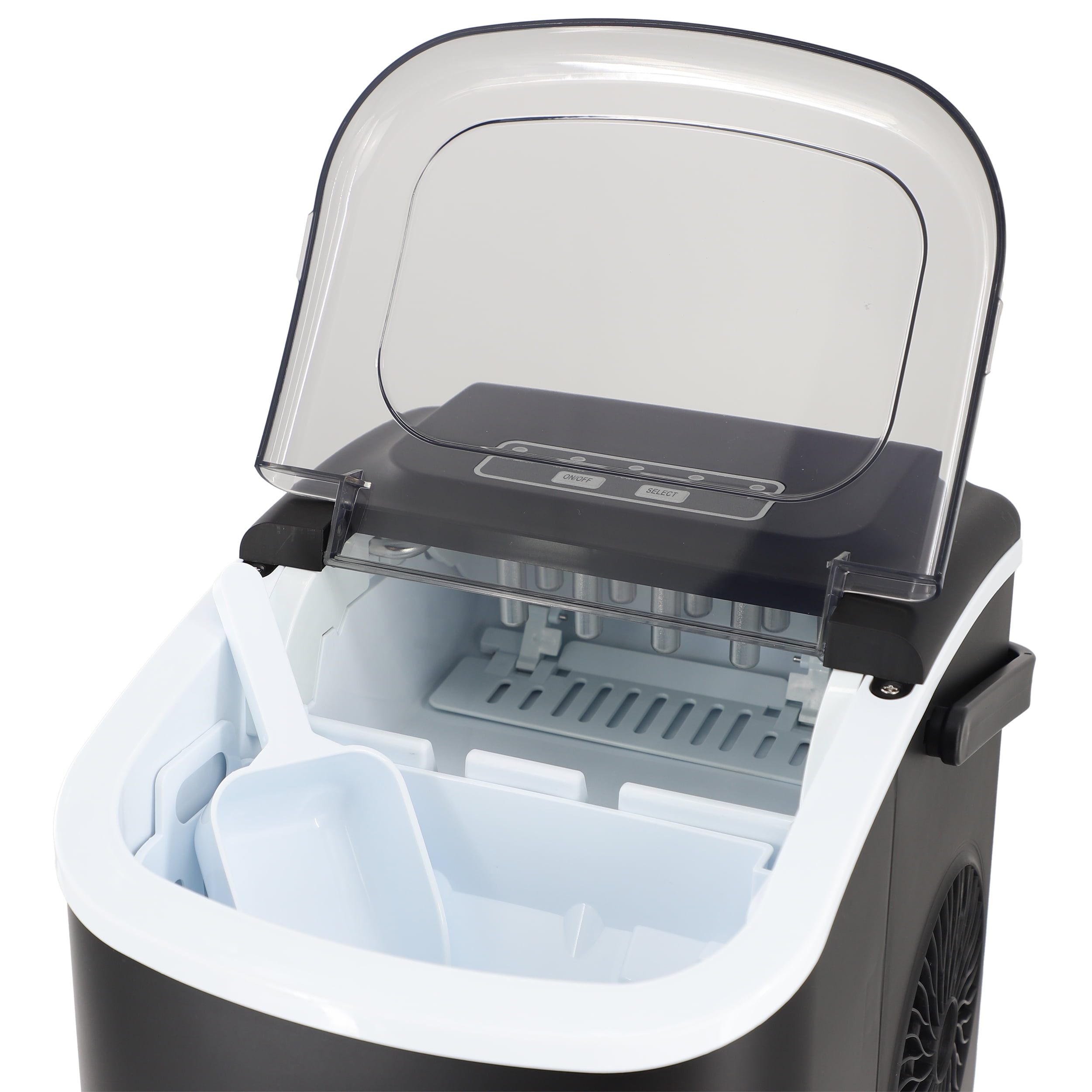 MegaChef 26 Pound Countertop Bullet Ice Maker in Black with Basket and Scoop