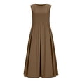 thumbnail image 6 of Lovzfmll Relaxed Pocket Tank Shift Maxi Dress for Women, Loose Crew Neck Sleeveless Casual Dress Brown, L, 6 of 8