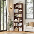 thumbnail image 4 of Homfa 6 Tier Tall Bookshelf and Bookcase, Wooden Bookcase Display Shelf for Living Room Home Office Library Storage, Cherry, 4 of 8