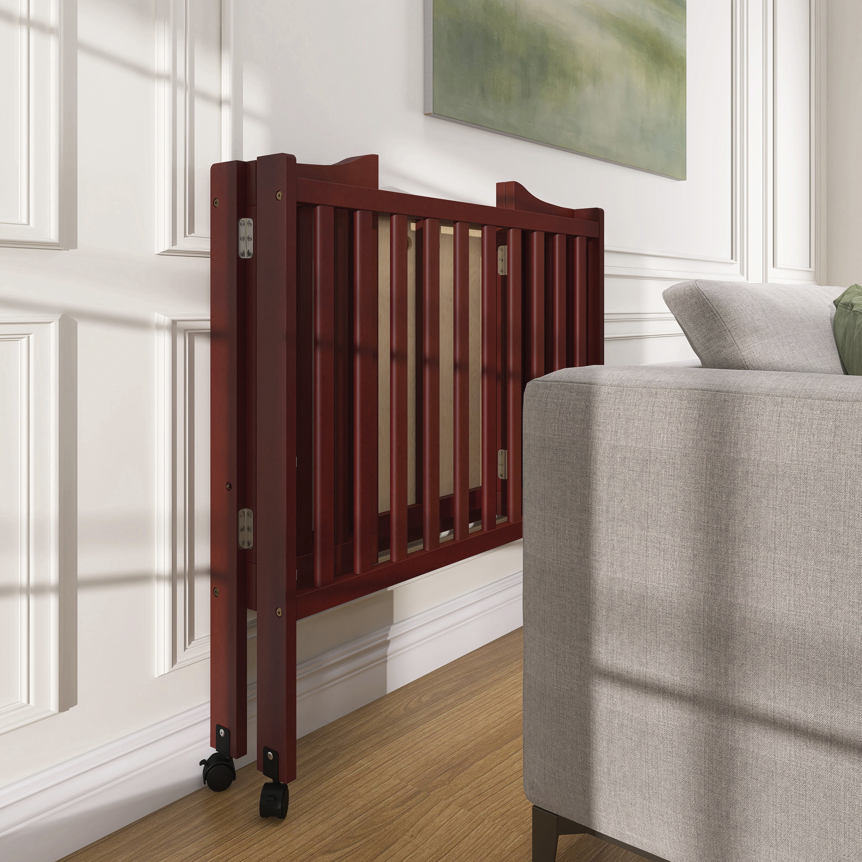 Dream On Me 2-in-1 Lightweight Folding Portable Crib, Cherry
