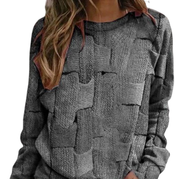 VONKY Woman Sweater Round Neck Long Sleeve Fashion Loose Printing Tops Autumn Winter Warm Thermal Pullover for Female Ladies Type 3