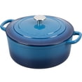 thumbnail image 2 of Olla holandesa de hierro fundido esmaltado con tapa para cocinar y hornear pan, 5.5 cuartos, color azul lago, 2 of 5
