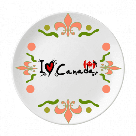 

I Love Canada Word Flag Heart Flower Ceramics Plate Tableware Dinner Dish