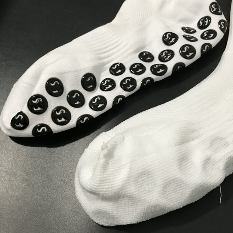 Shuwnd Round Silicone Suction Non Slip Football Socks Sports Training Sock (White), Adult Unisex, Size: As Shown