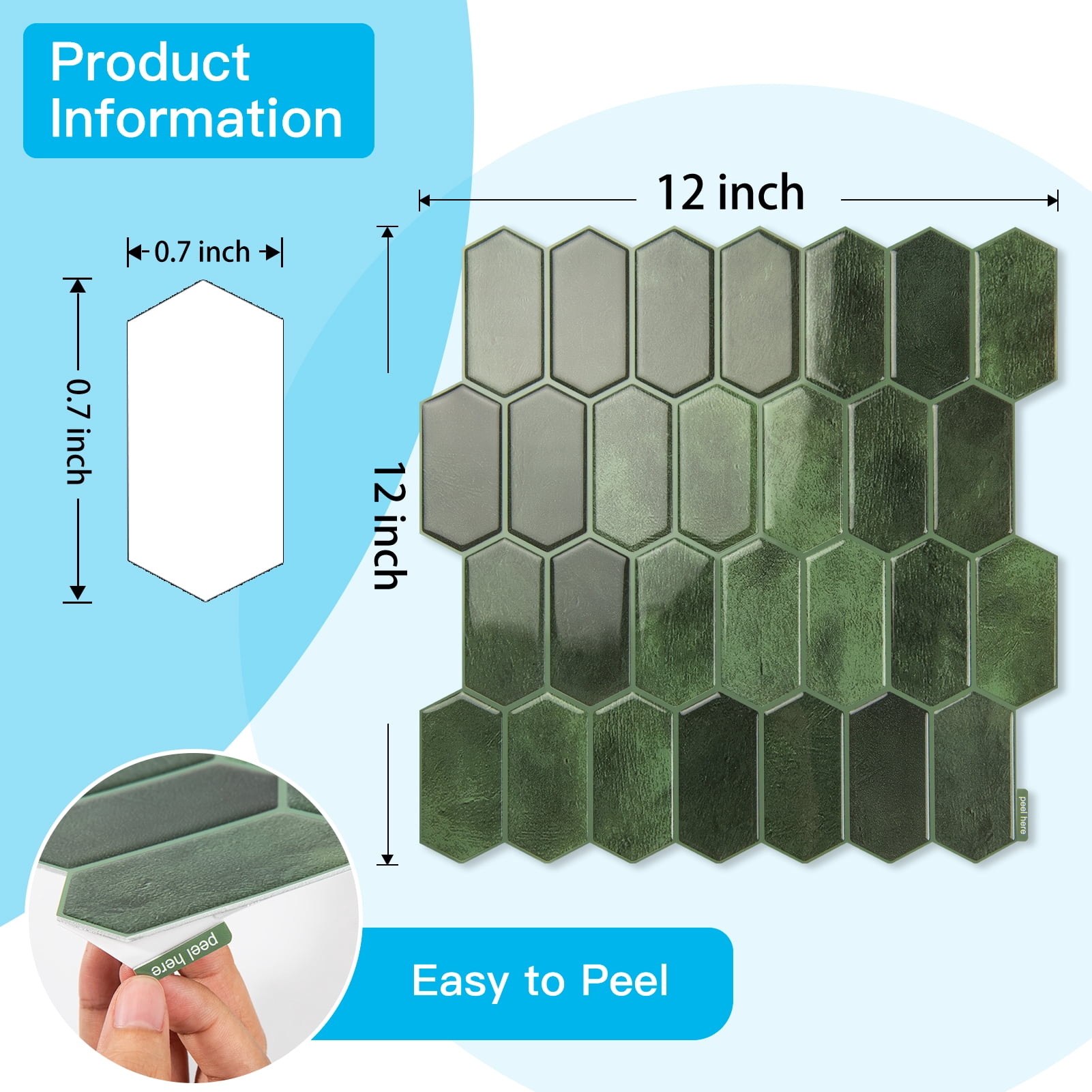 10Pcs Peel and Stick Backsplash,12'' x 12'' Heavy-Duty Self-Adhesive Vinyl Wall Tiles for Kitchen,Bathroom