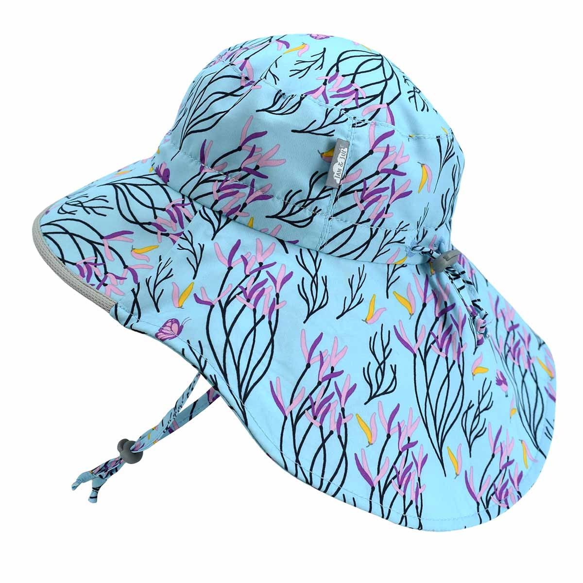 JAN & JUL Girls QuickDry Pool Swim SunHats 50+ UPF Adjustable ( L 2Y 5Y, Spring Flower