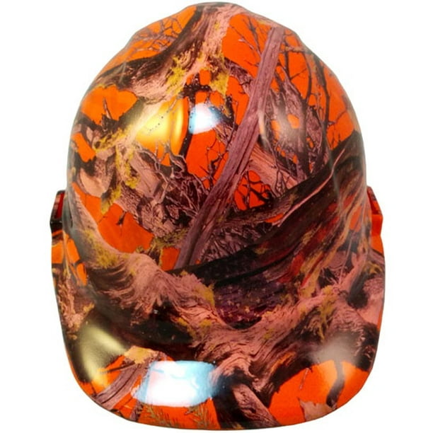American Camo Orange Cap Style Hydro Dipped Hard Hats