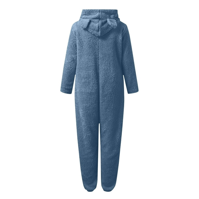 RbCulf 2024 Walmart Deals for Today Cat Hooded Jumpsuit Pjs for Women Winter Plush Warm Onesie Pajamas Fuzzy Sherpa One Piece Sleepwear with Zip Walmart