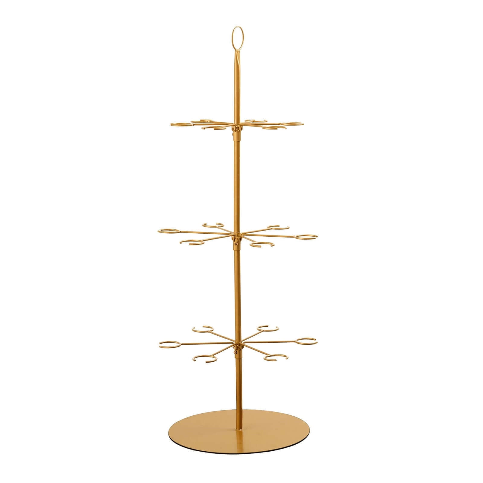 Efavormart 33" Gold Metal 3-Tier Long Stem Wine Glass Cocktail Cup Tree Stand, Champagne Flute Holder